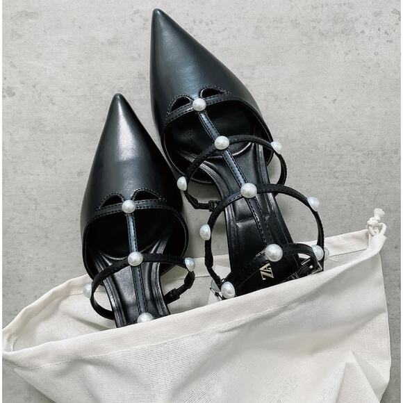 RARE!!! ZARA Strappy Embellished Heels NWT - Picture 6 of 16